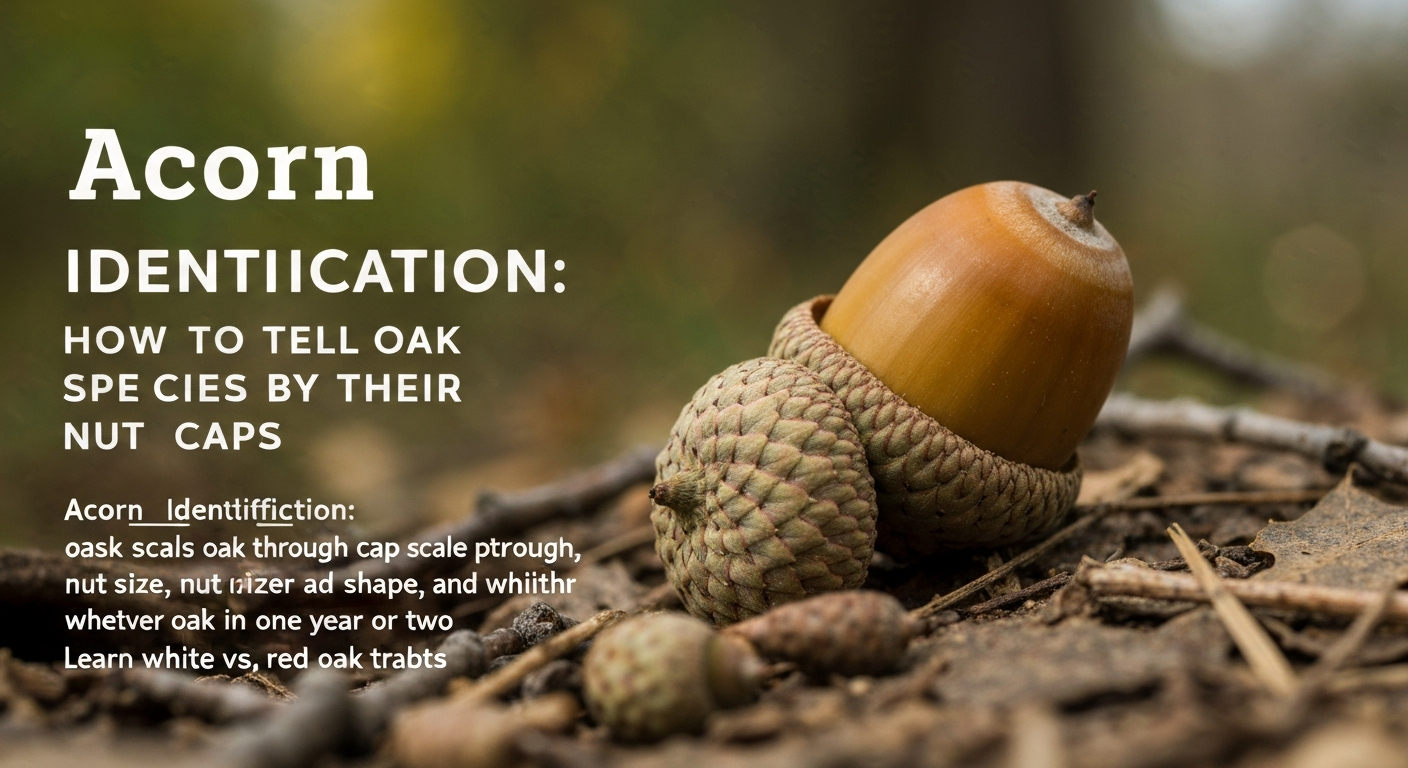 Acorn identification — white oak and red oak acorns showing cap scale patterns