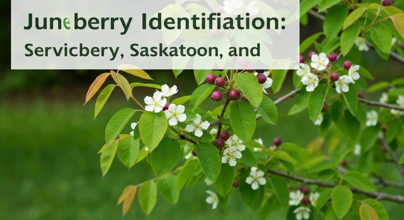 Juneberry identification — Amelanchier serviceberry with white spring flowers and berries