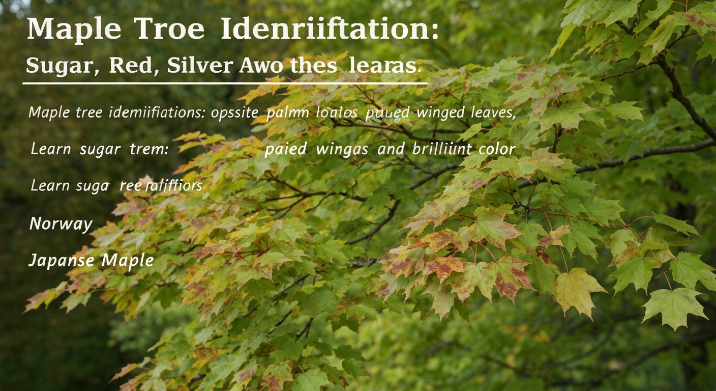 Maple tree identification — palmate lobed leaves and winged samaras on a sugar maple