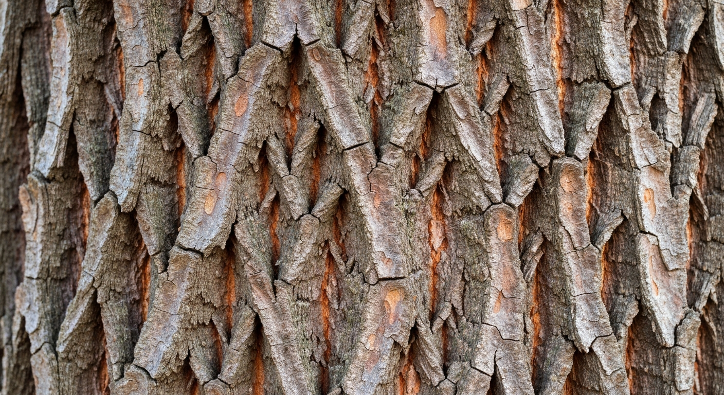 Sycamore tree identification — mottled white peeling bark and round seed balls